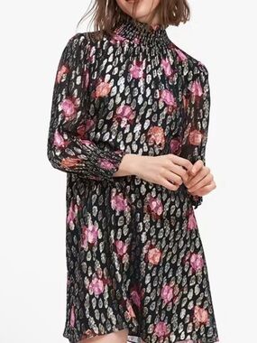 Kate Spade Rose Garden Smocked Shift Dress Size Medium